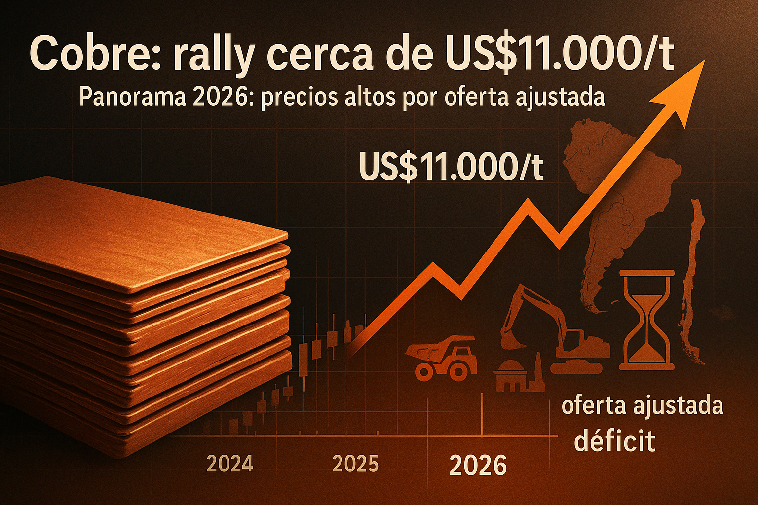 Cobre: rally cerca de US$11.000/t y panorama 2026 con precios altos por oferta ajustada