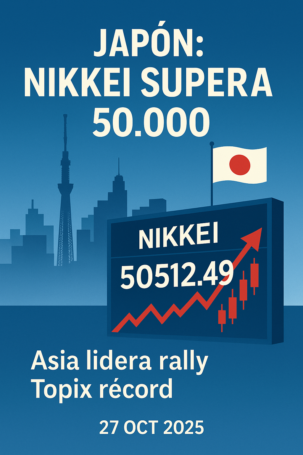 Japón rompe techo histórico: Nikkei supera los 50.000 puntos