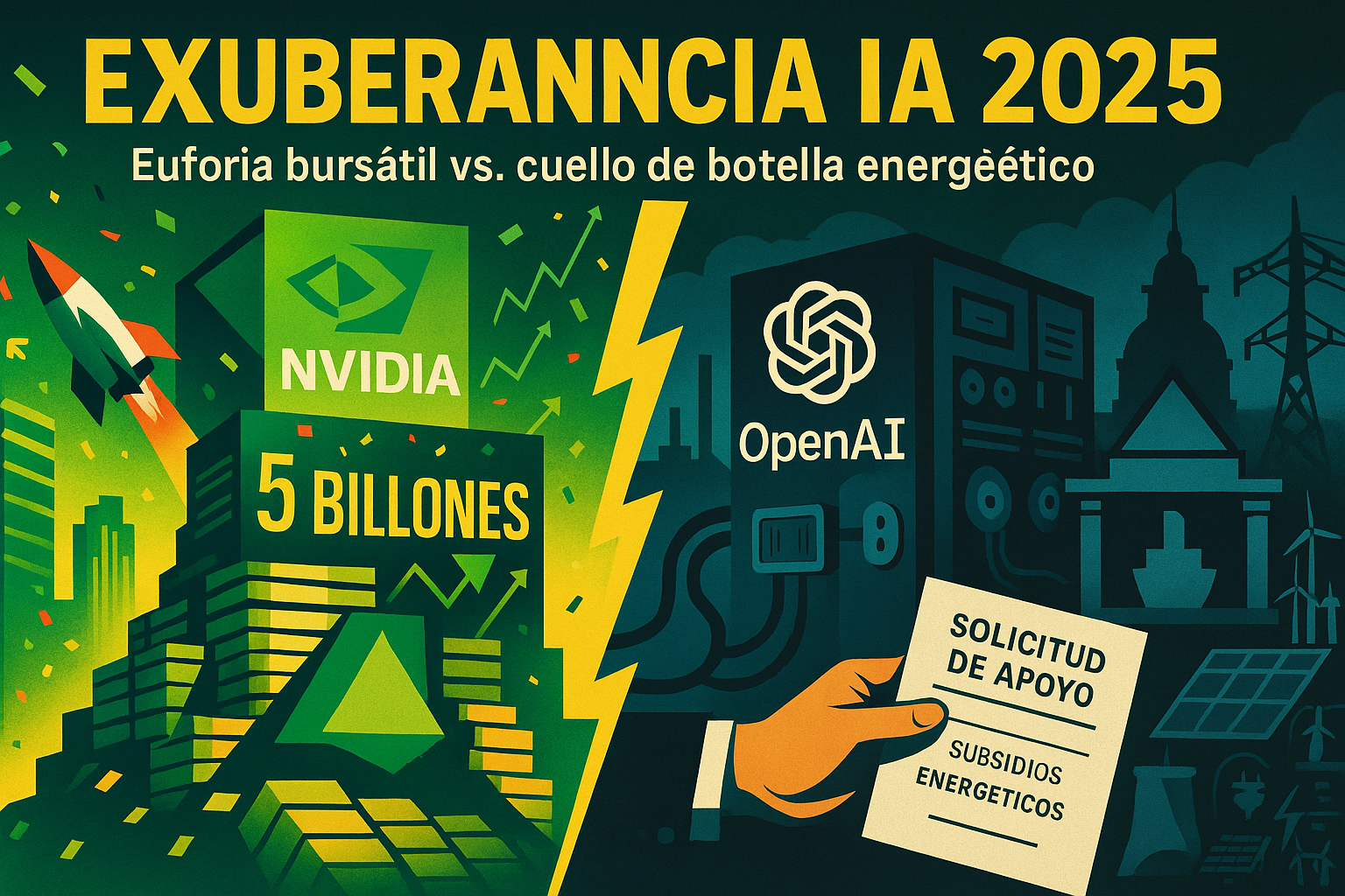 La “Exuberancia IA” de 2025: Nvidia Alcanza los 5 Billones de Valoración mientras OpenAI Suplica Ayuda Gubernamental para Sostener la Carrera Energética
